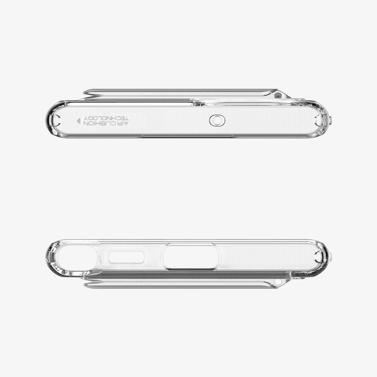 ACS03945 - Galaxy S22 Ultra 5G Case Slim Armor Essential S in crystal clear showing the top and bottom with precise cutouts