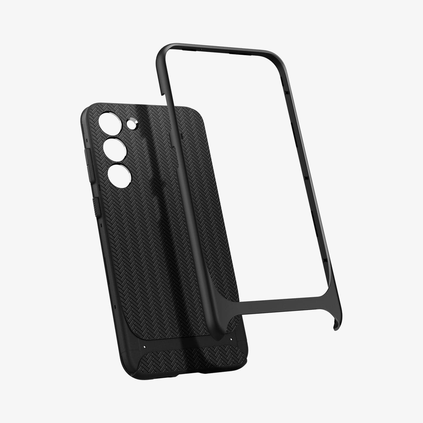 ACS05721 - Galaxy S23 Case Neo Hybrid in black showing the back hard component hovering away from case