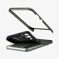 ACS05722 - Galaxy S23 Case Neo Hybrid in gunmetal showing the back bending slightly away from device and back component hovering above
