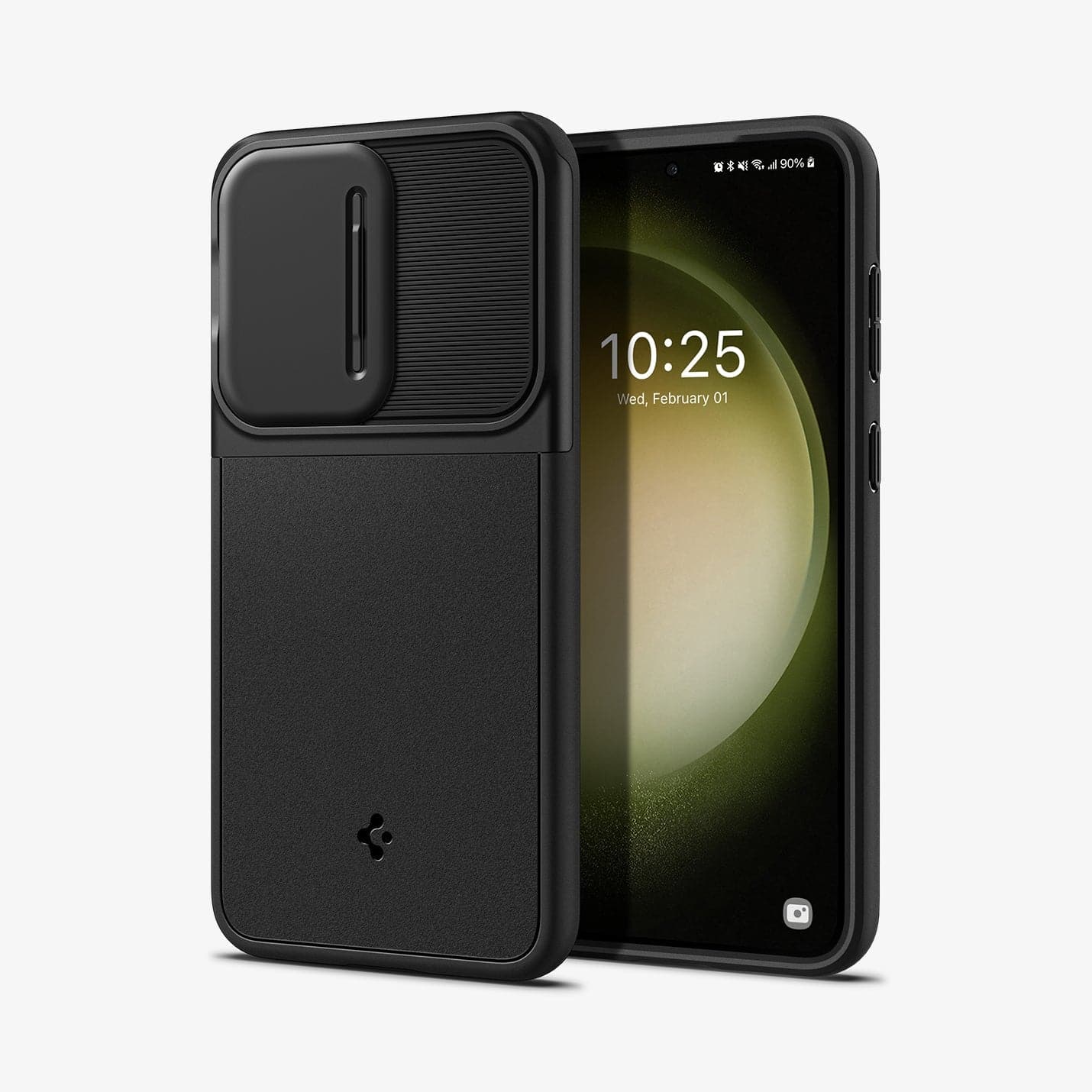 ACS05733 - Galaxy S23 Case Optik Armor in black showing the back and front