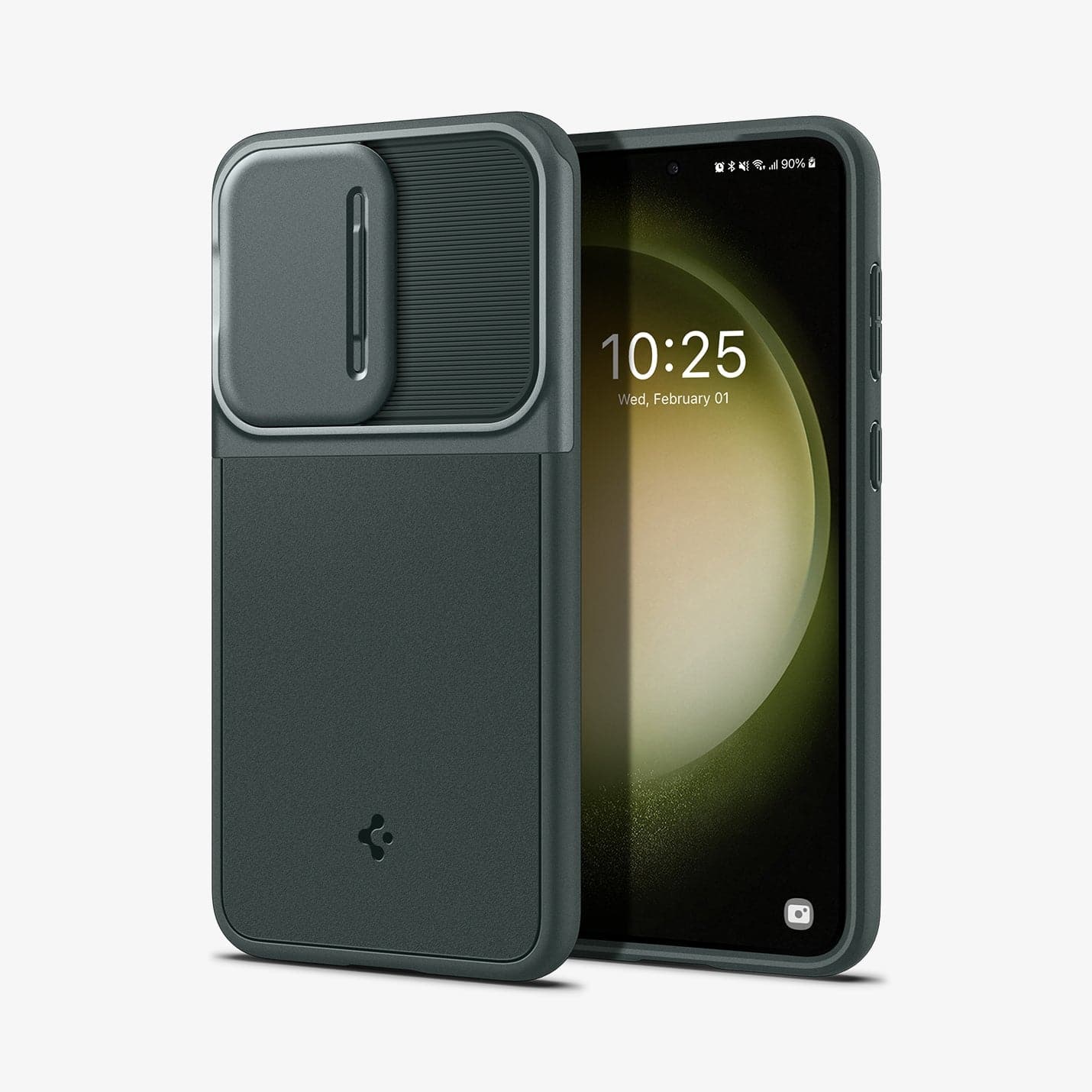 ACS06088 - Galaxy S23 Case Optik Armor in abyss green showing the back and front