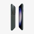 ACS06088 - Galaxy S23 Case Optik Armor in abyss green showing the sides, partial back and front