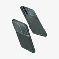 ACS06088 - Galaxy S23 Case Optik Armor in abyss green showing the back, sides and bottom of multiple devices