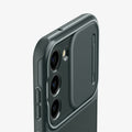 ACS06088 - Galaxy S23 Case Optik Armor in abyss green showing the back zoomed in on camera lens with slot open