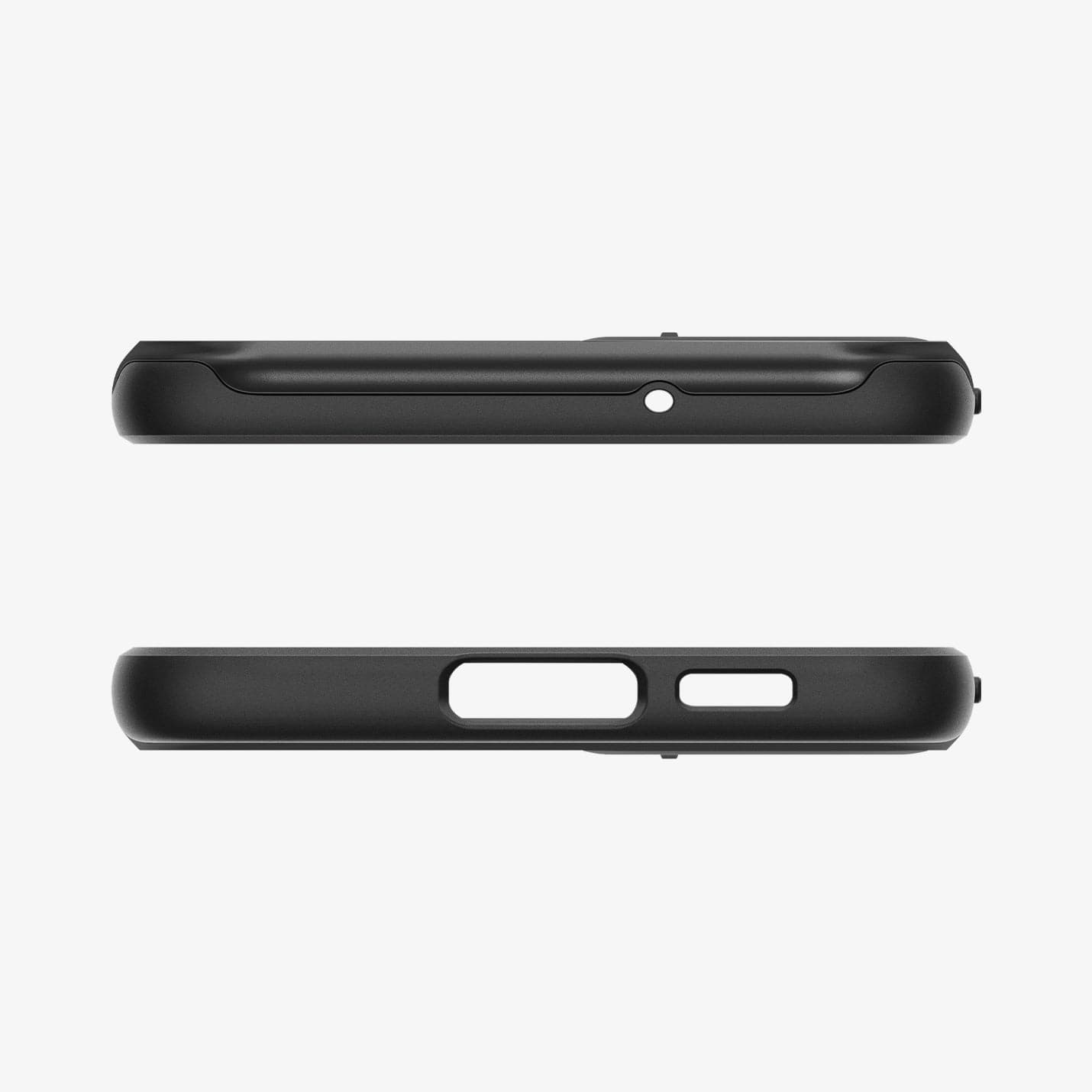 ACS05687 - Galaxy S23 Plus Case Optik Armor in black showing the top and bottom with precise cutouts