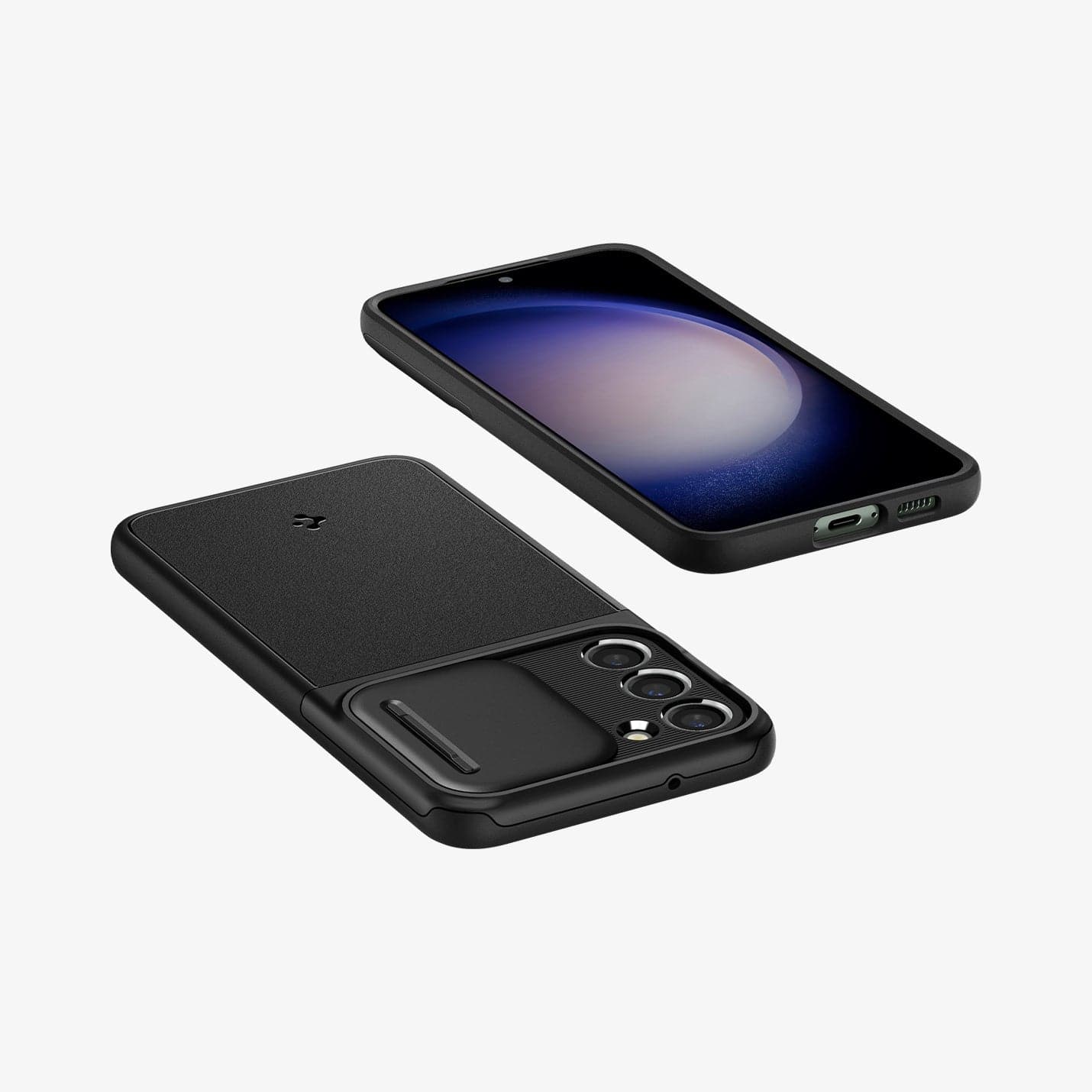 ACS05687 - Galaxy S23 Plus Case Optik Armor in black showing the front, back, sides, top and bottom