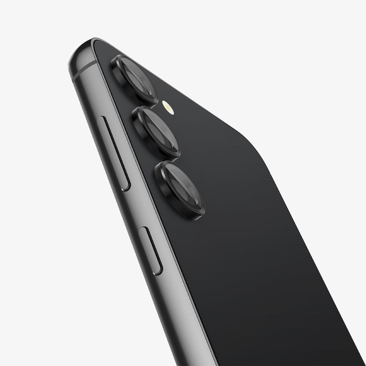 AGL05962 - Galaxy S23 Plus / S23 EZ Fit Optik Pro Lens Protector in black showing the side and back zoomed in on camera lens