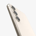 AGL06169 - Galaxy S23 Plus / S23 EZ Fit Optik Pro Lens Protector in cream showing the side and back zoomed in on camera lens