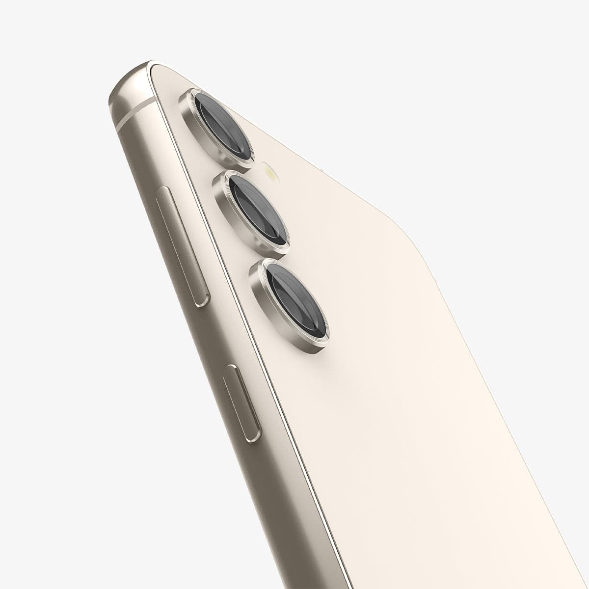AGL06169 - Galaxy S23 Plus / S23 EZ Fit Optik Pro Lens Protector in cream showing the side and back zoomed in on camera lens