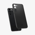 ACS05661 - Galaxy S23 Plus Case Thin Fit in black showing the back with case hovering away from device
