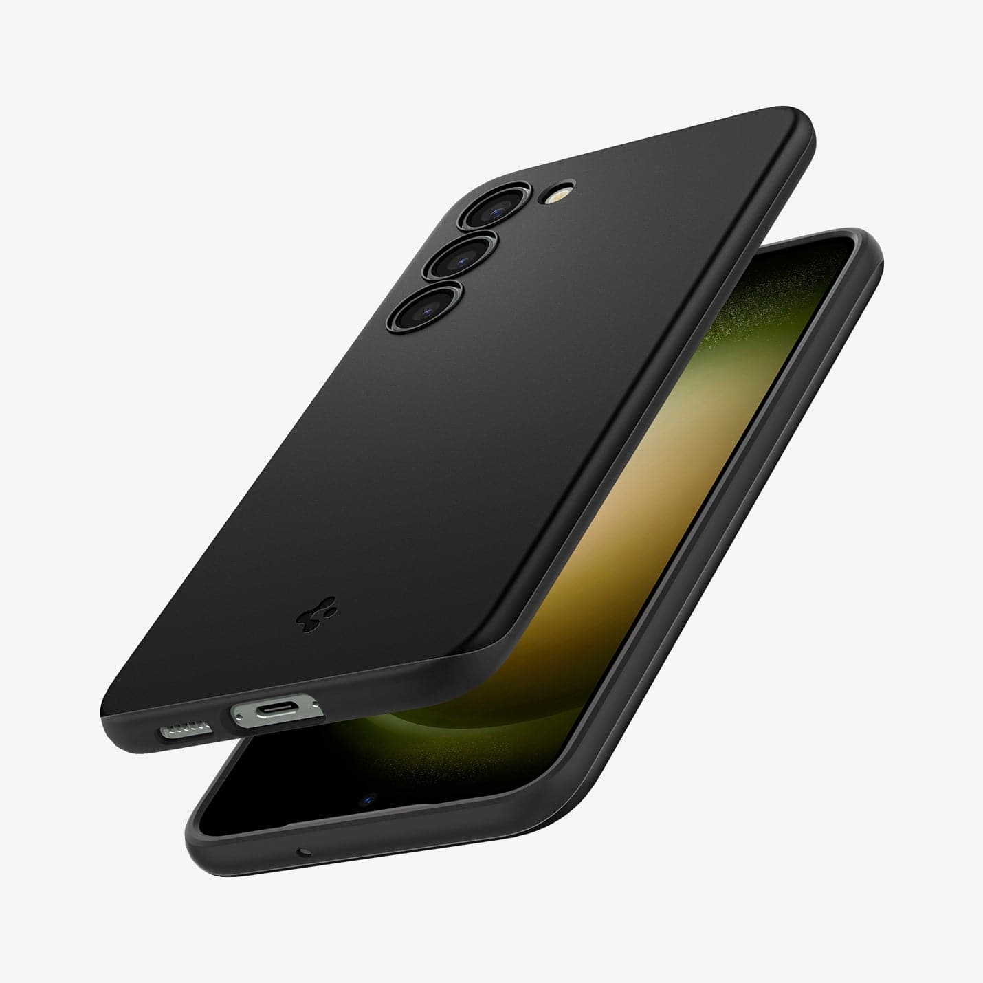 ACS05707 - Galaxy S23 Case Thin Fit in black showing the back, front and sides
