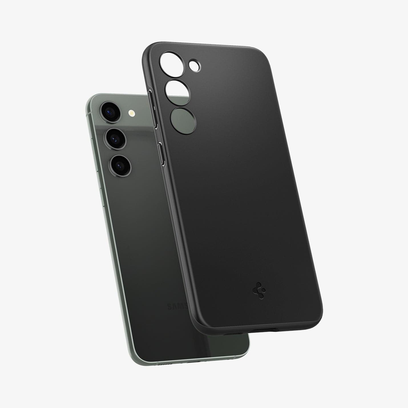 ACS05707 - Galaxy S23 Case Thin Fit in black showing the back with case hovering away from device
