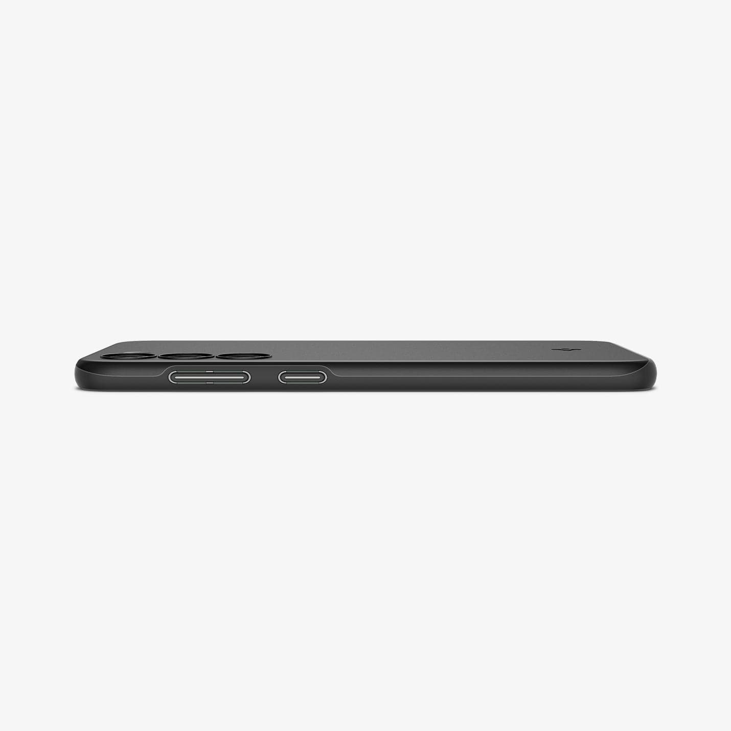 ACS05707 - Galaxy S23 Case Thin Fit in black showing the side and partial back with device laying flat