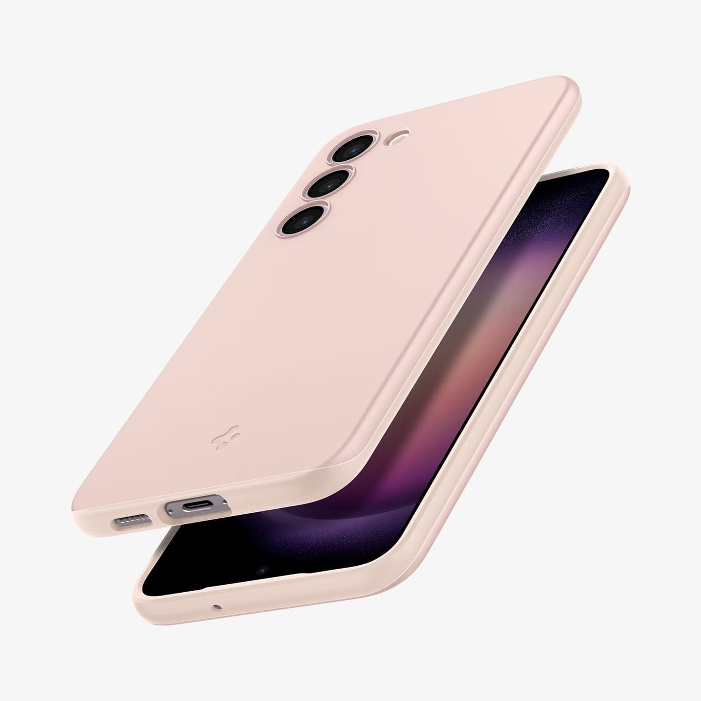 ACS06085 - Galaxy S23 Case Thin Fit in pink sand showing the back, front and sides