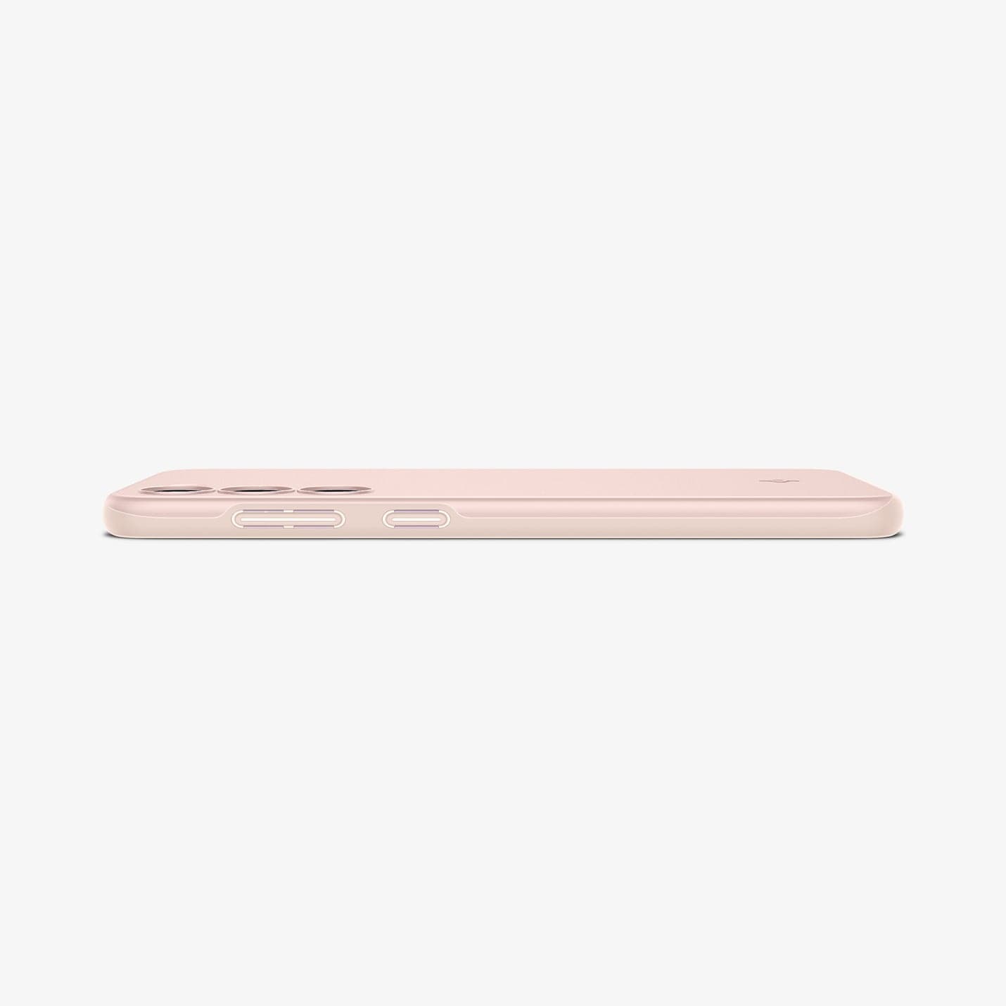 ACS06085 - Galaxy S23 Case Thin Fit in pink sand showing the side and partial back with device laying flat