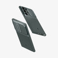 ACS06081 - Galaxy S23 Ultra Case Optik Armor in abyss green showing the back, sides and bottom of multiple devices