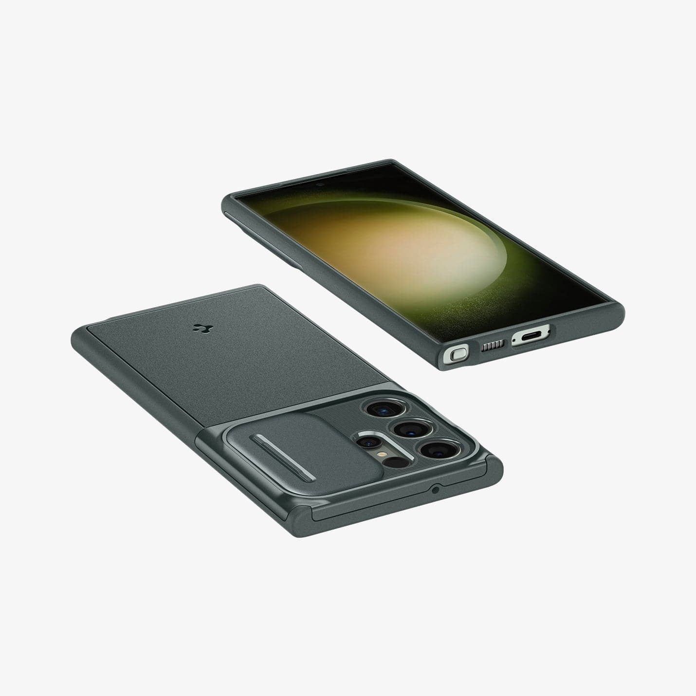 ACS06081 - Galaxy S23 Ultra Case Optik Armor in abyss green showing the front, back, sides, top and bottom