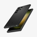 ACS05609 - Galaxy S23 Ultra Case Thin Fit in black showing the back, front and sides