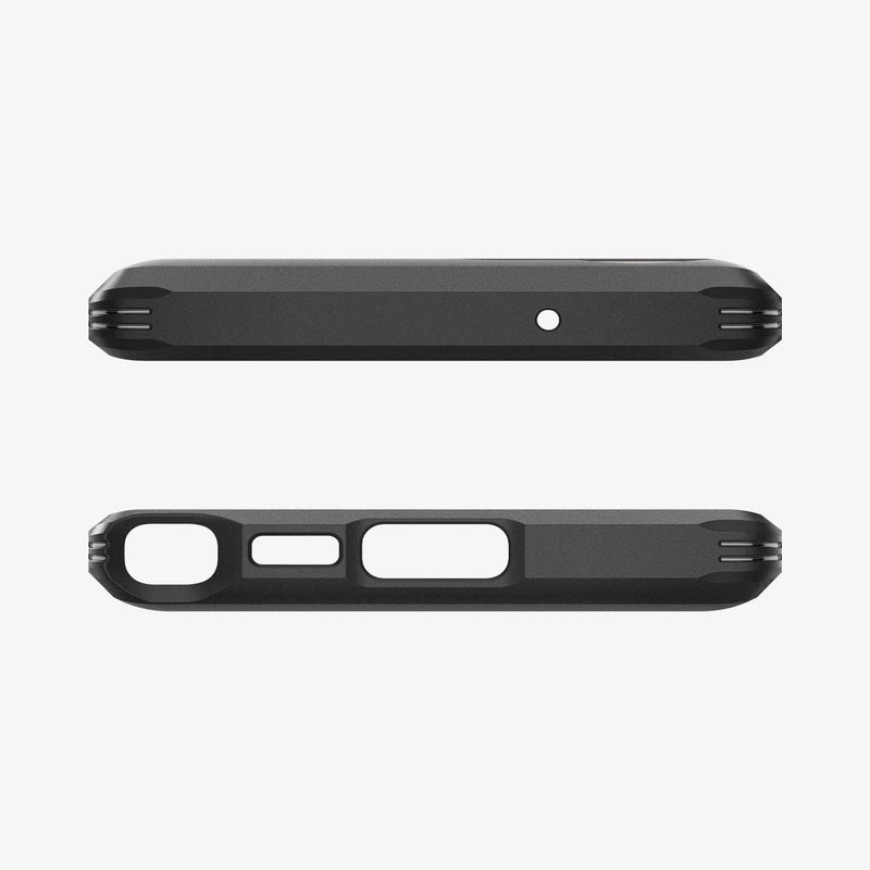 ACS05623 - Galaxy S23 Ultra Case Tough Armor in black showing the top and bottom with precise cutouts