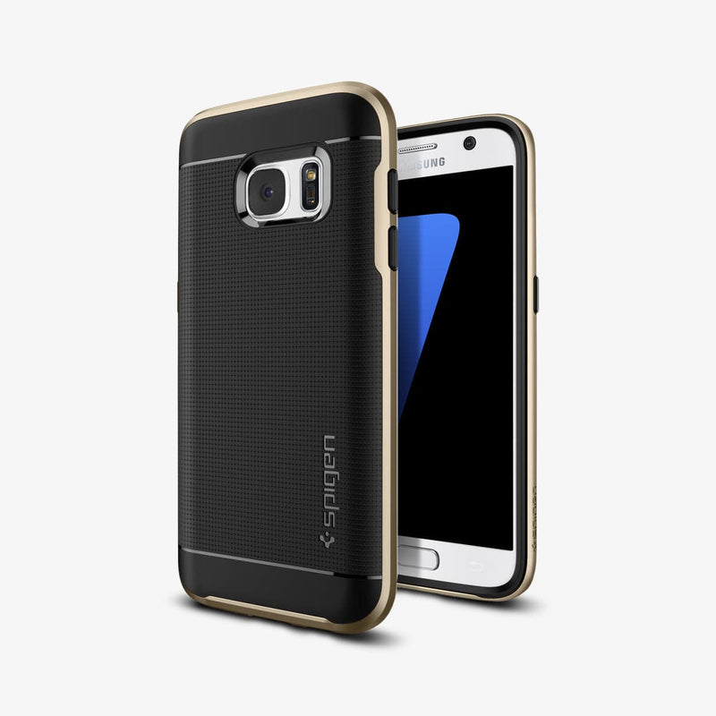 555CS20202 - Galaxy S7 Series Neo Hybrid Case in champagne gold showing the back and front