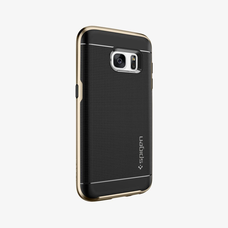 555CS20202 - Galaxy S7 Series Neo Hybrid Case in champagne gold showing the back and partial side