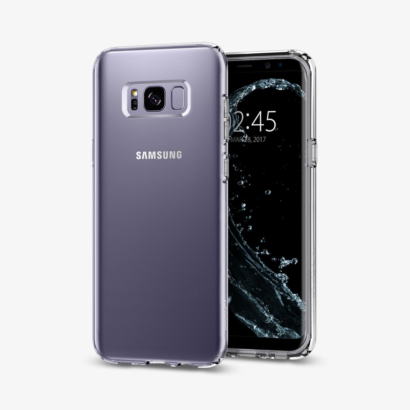 565CS21612 - Galaxy S8 Series Liquid Crystal Case in crystal clear showing the back and front