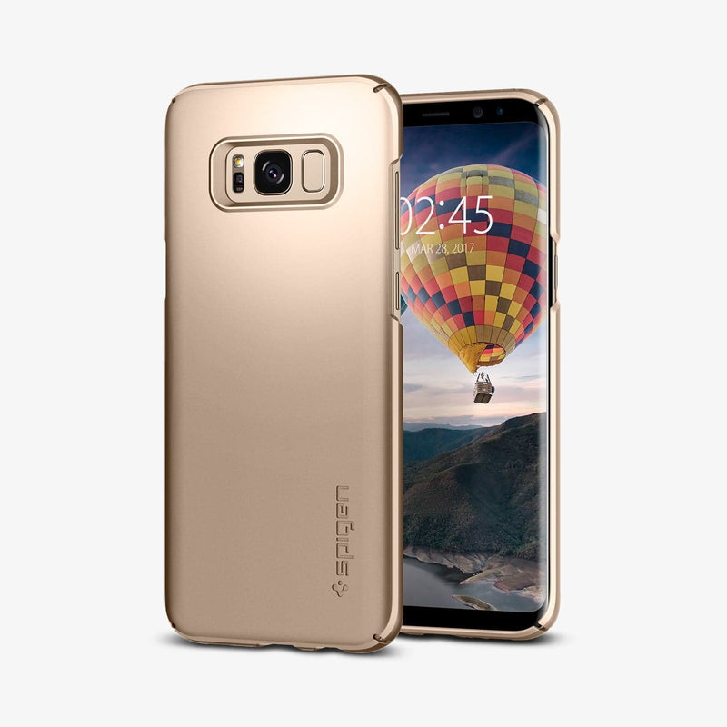 565CS21622 - Galaxy S8 Series Thin Fit Case in maple gold showing the back and front