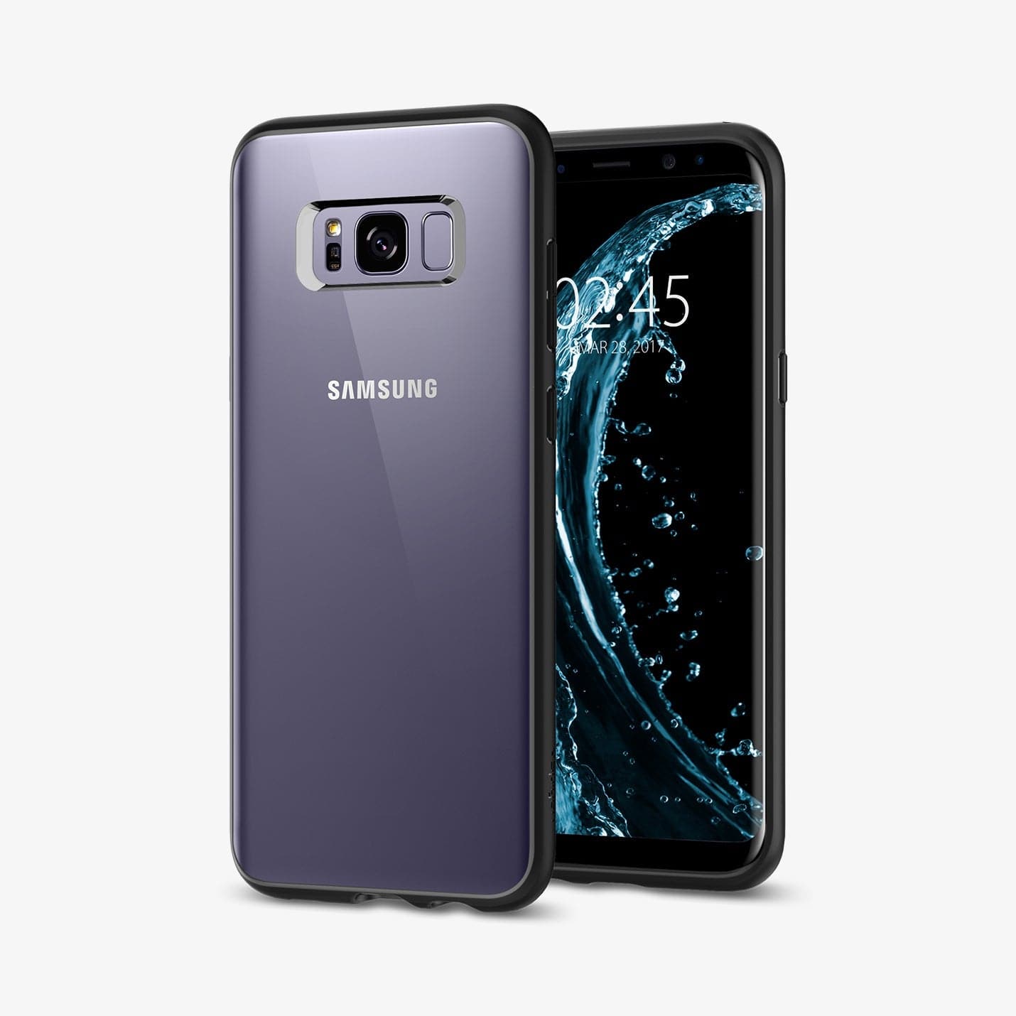 565CS21628 - Galaxy S8 Series Ultra Hybrid Case in matte black showing the back and front