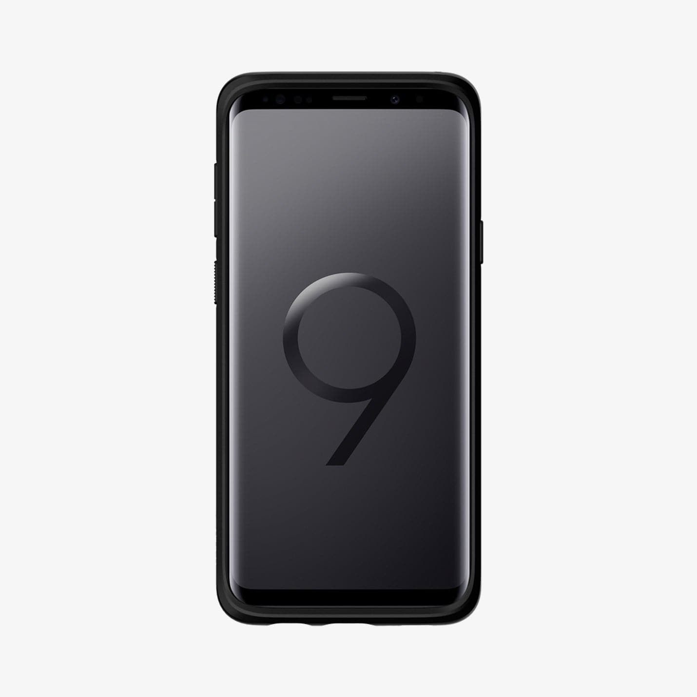 593CS22920 - Galaxy S9 Plus Liquid Air Case in matte black showing the front