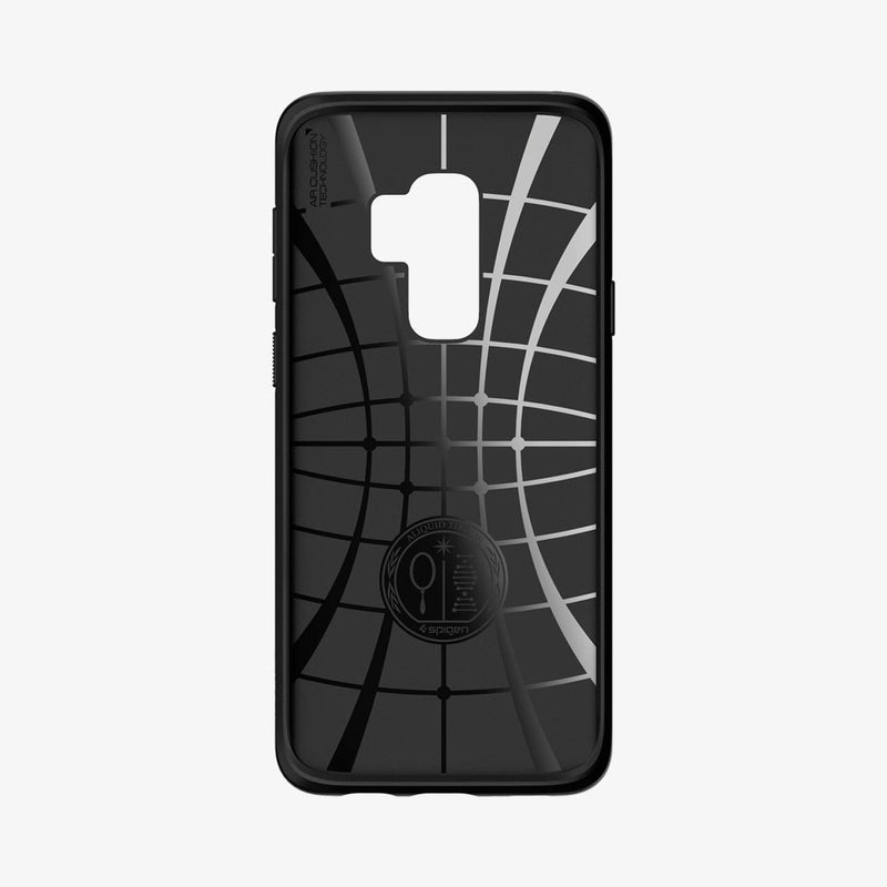 593CS22920 - Galaxy S9 Plus Liquid Air Case in matte black showing the inside of case