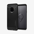 592CS22834 - Galaxy S9 Series Rugged Armor Case in black showing the back and front