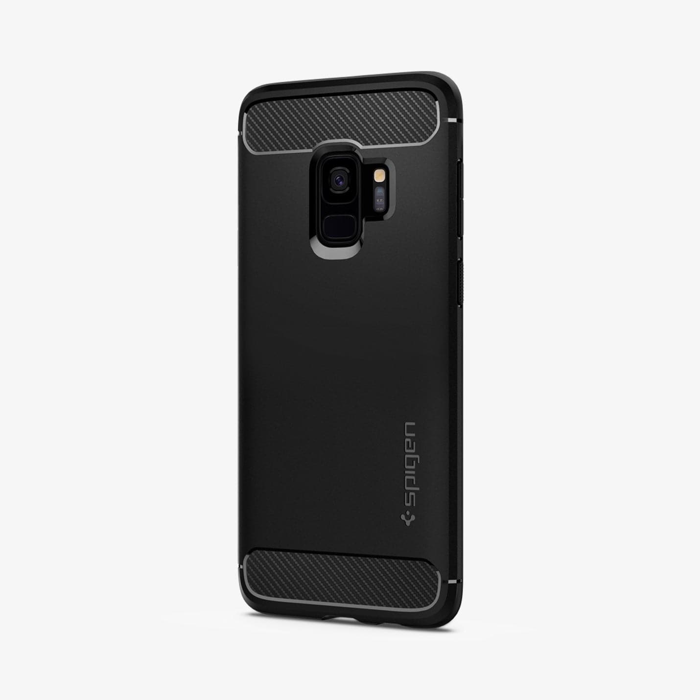592CS22834 - Galaxy S9 Series Rugged Armor Case in black showing the back and partial side