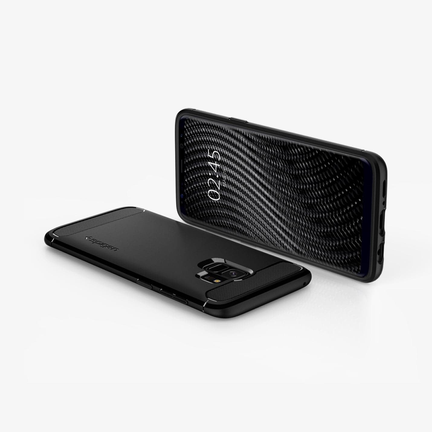 592CS22834 - Galaxy S9 Series Rugged Armor Case in black showing the back, front and sides