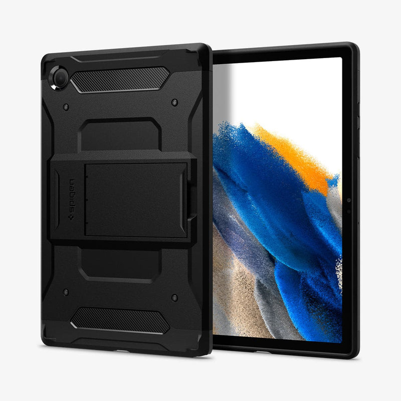 ACS04118 - Galaxy Tab A8 Case Tough Armor Pro in black showing the back and front