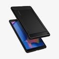 ACS04136 - Galaxy Tab A8 Case Rugged Armor in matte black showing the back, front and sides