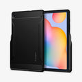 ACS01284 - Galaxy Tab S6 Lite Case Rugged Armor in matte black showing the back and front