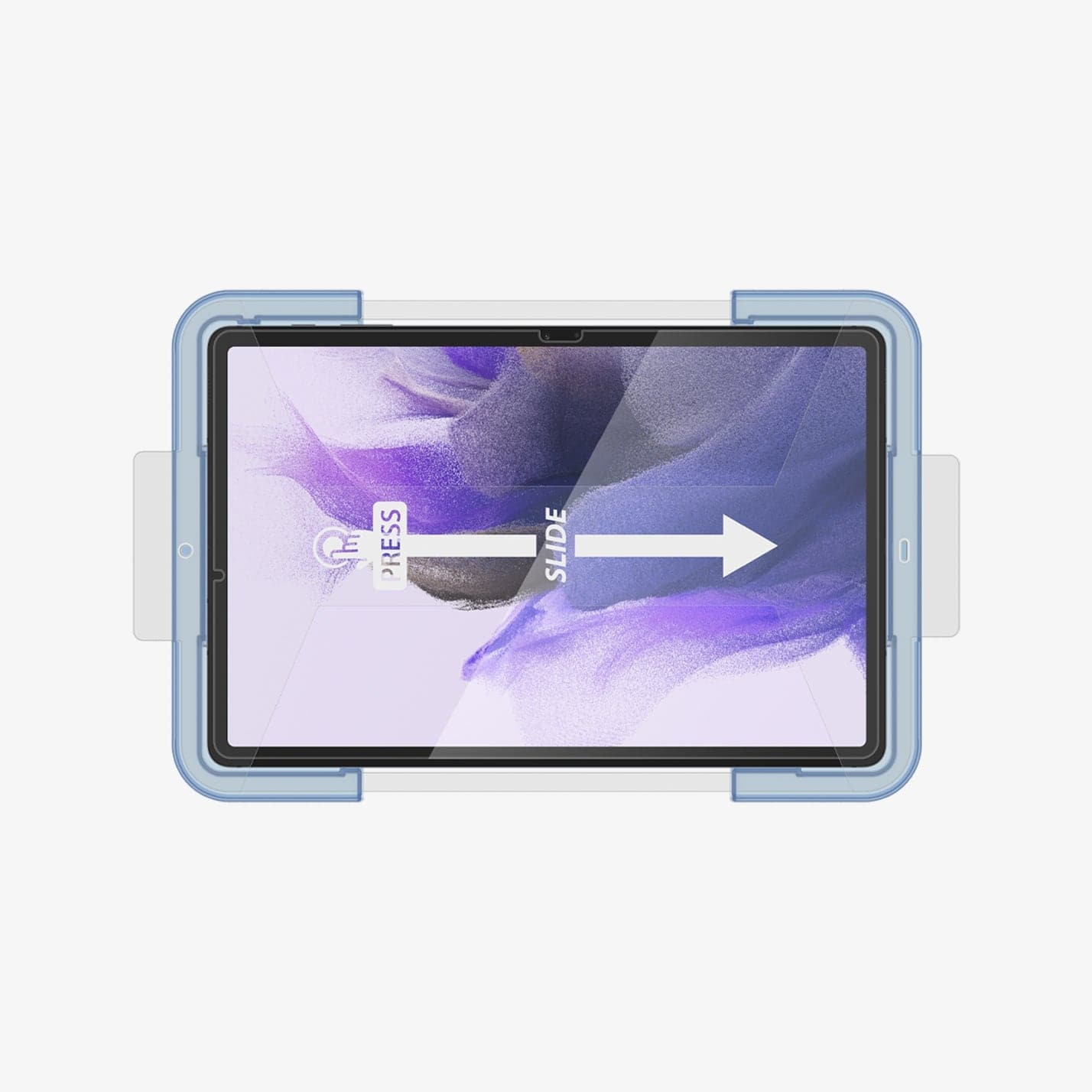 AGL03013 - Galaxy Tab S7 FE Screen Protector EZ Fit GLAS.tR showing the front with ez fit tray installed onto device