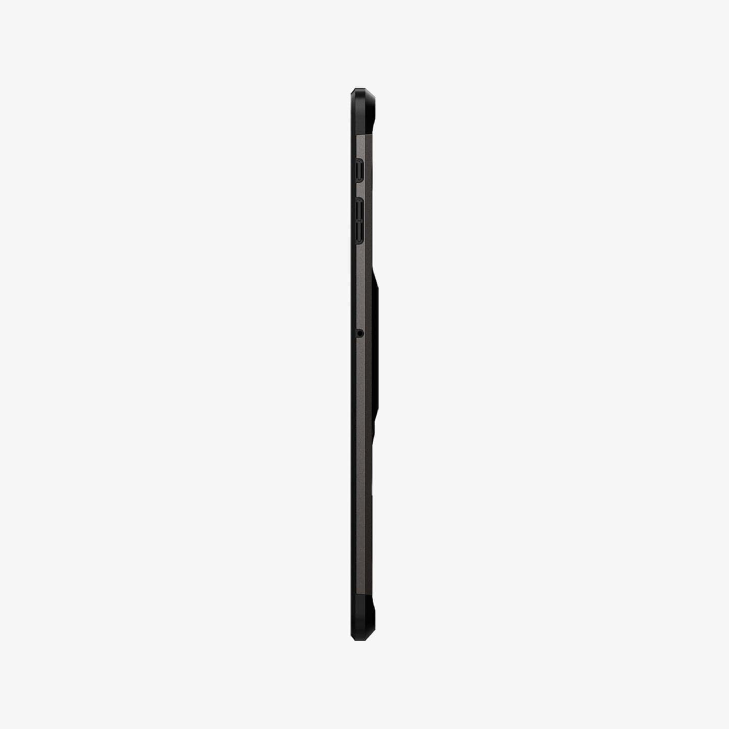 ACS03008 - Galaxy Tab S7 FE Case Tough Armor Pro in gunmetal showing the side with volume controls