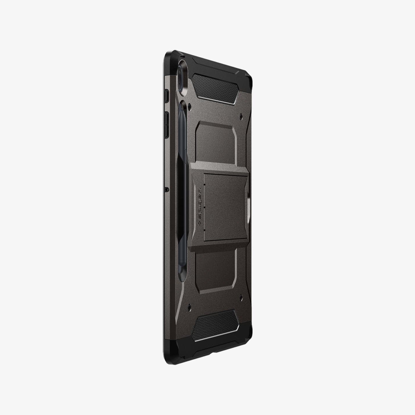 ACS03008 - Galaxy Tab S7 FE Case Tough Armor Pro in gunmetal showing the back and side