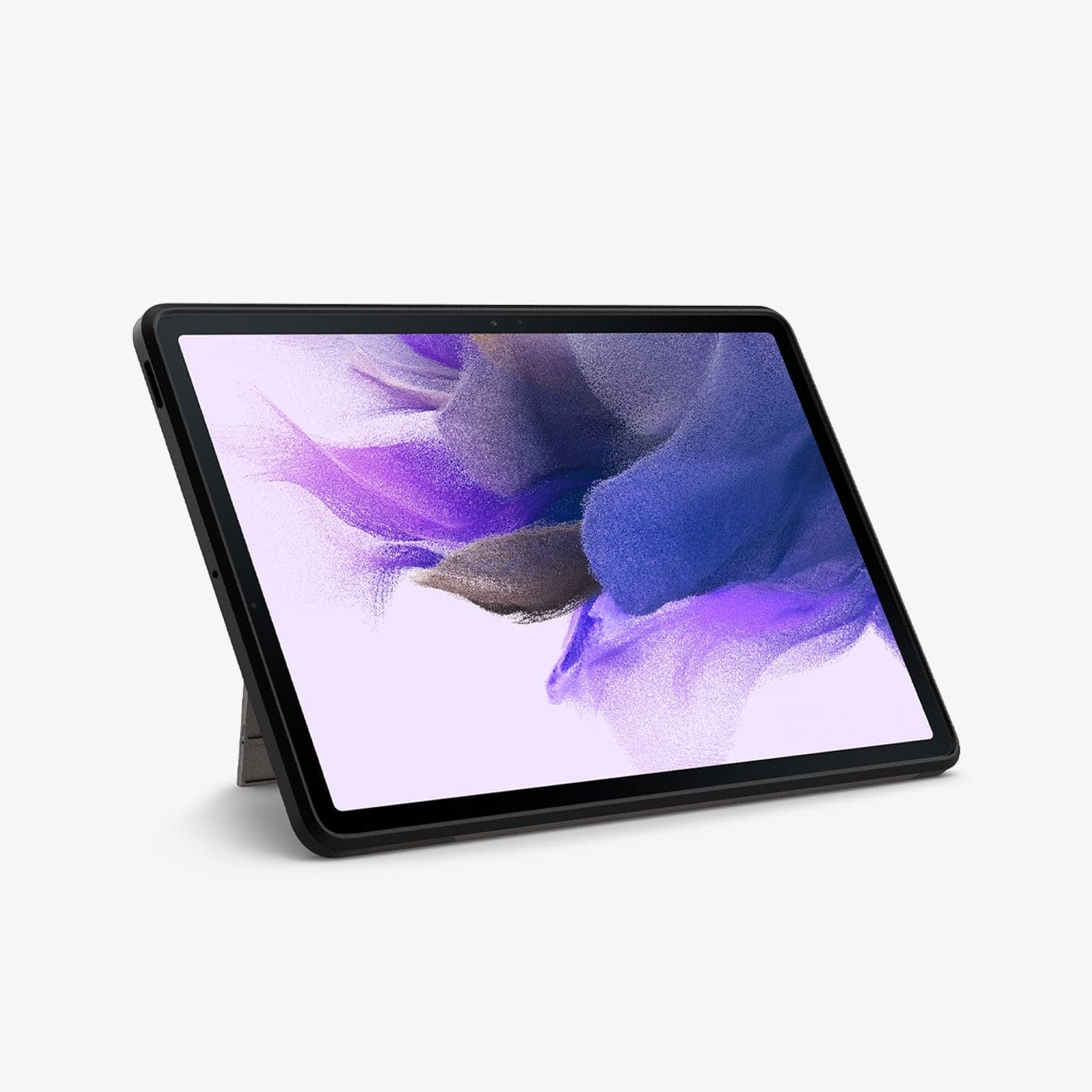 ACS03008 - Galaxy Tab S7 FE Case Tough Armor Pro in gunmetal showing the front with device propped up by built in kickstand