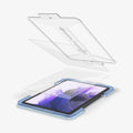 AGL02032 - Galaxy Tab S8 Screen Protector EZ Fit GLAS.tR showing the ez fit tray and screen protector being installed onto device