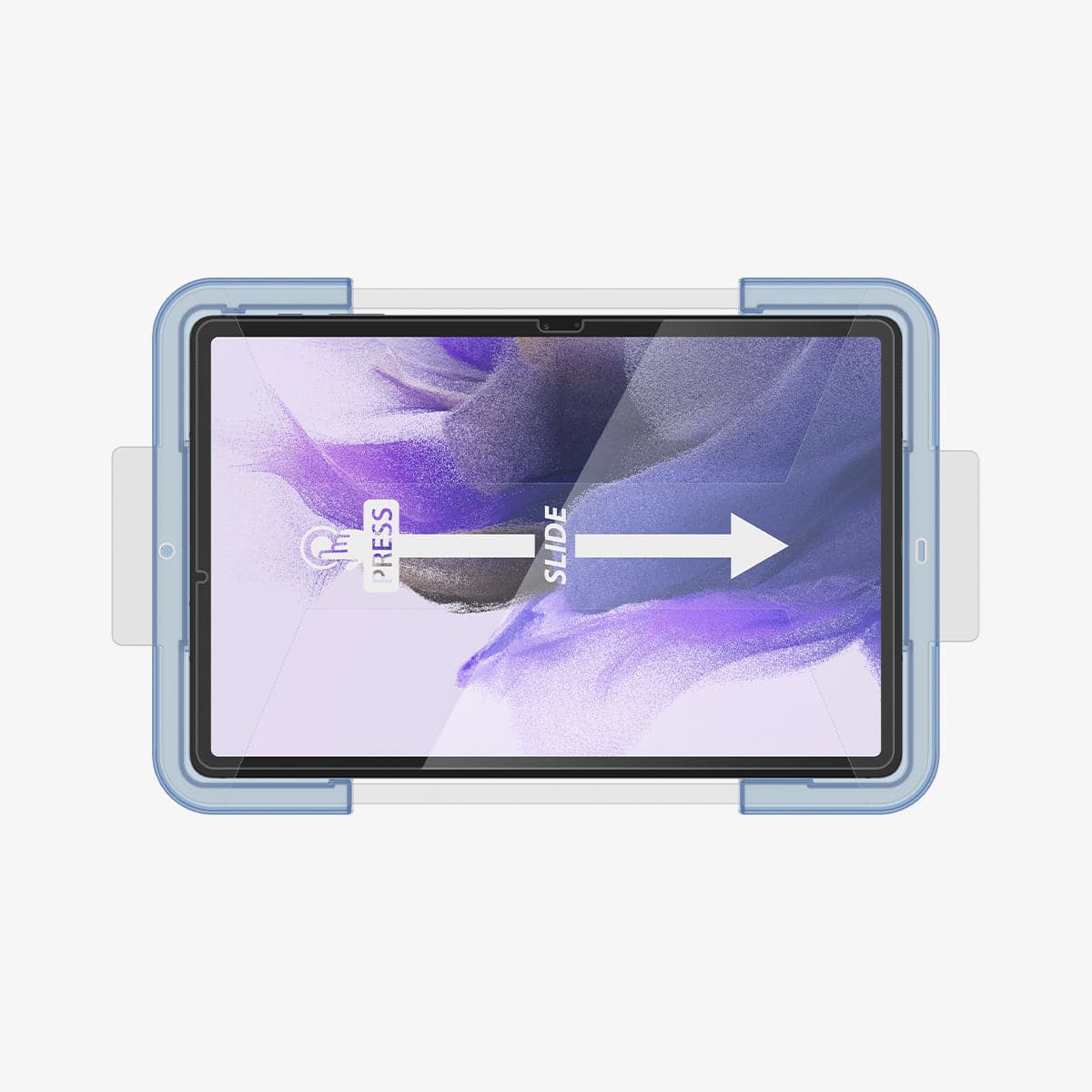 AGL02032 - Galaxy Tab S8 Screen Protector EZ Fit GLAS.tR showing the front with ez fit tray installed onto device