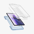 AGL02032 - Galaxy Tab S8 Screen Protector EZ Fit GLAS.tR showing the ez fit tray and screen protector hovering in front of device