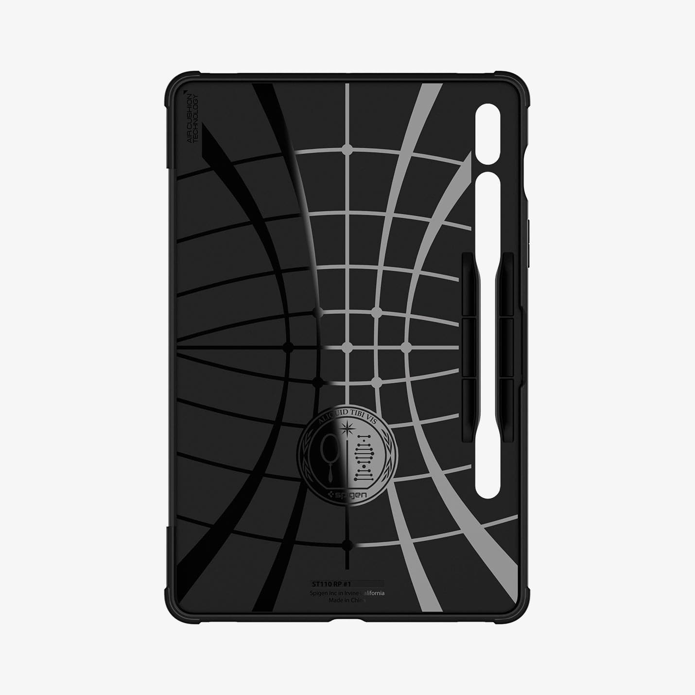 ACS01604 - Galaxy Tab S8 Case Rugged Armor Pro in black showing the inside of case