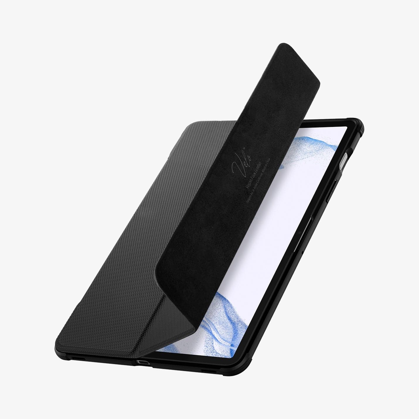 ACS01604 - Galaxy Tab S8 Case Rugged Armor Pro in black showing the front with cover slightly open