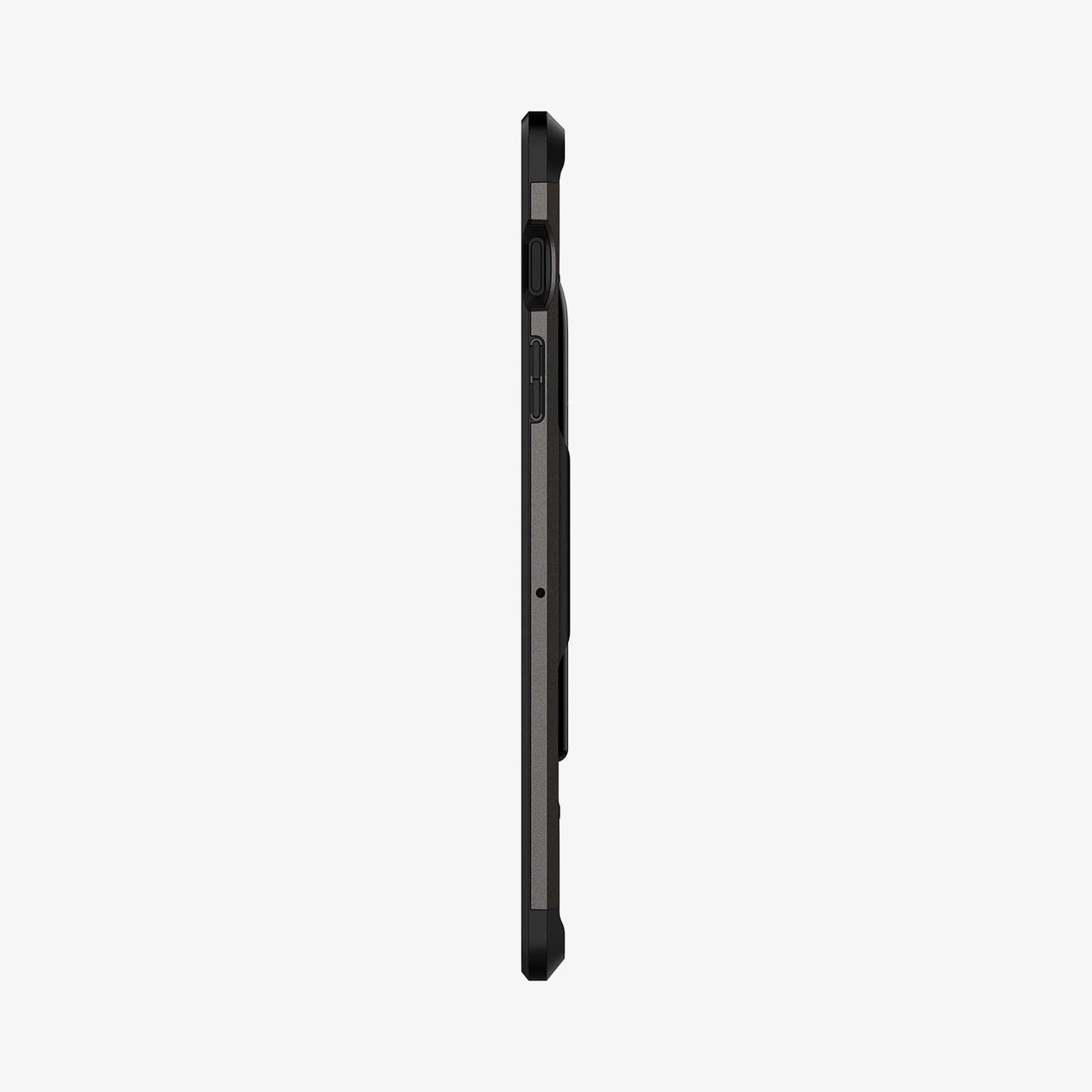 ACS01605 - Galaxy Tab S8 Case Tough Armor Pro in gunmetal showing the side with volume controls