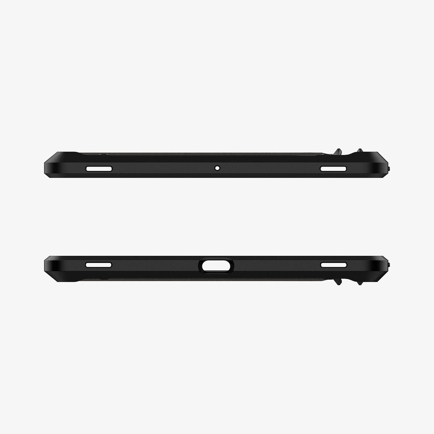 ACS01605 - Galaxy Tab S8 Case Tough Armor Pro in gunmetal showing the top and bottom with precise cutouts