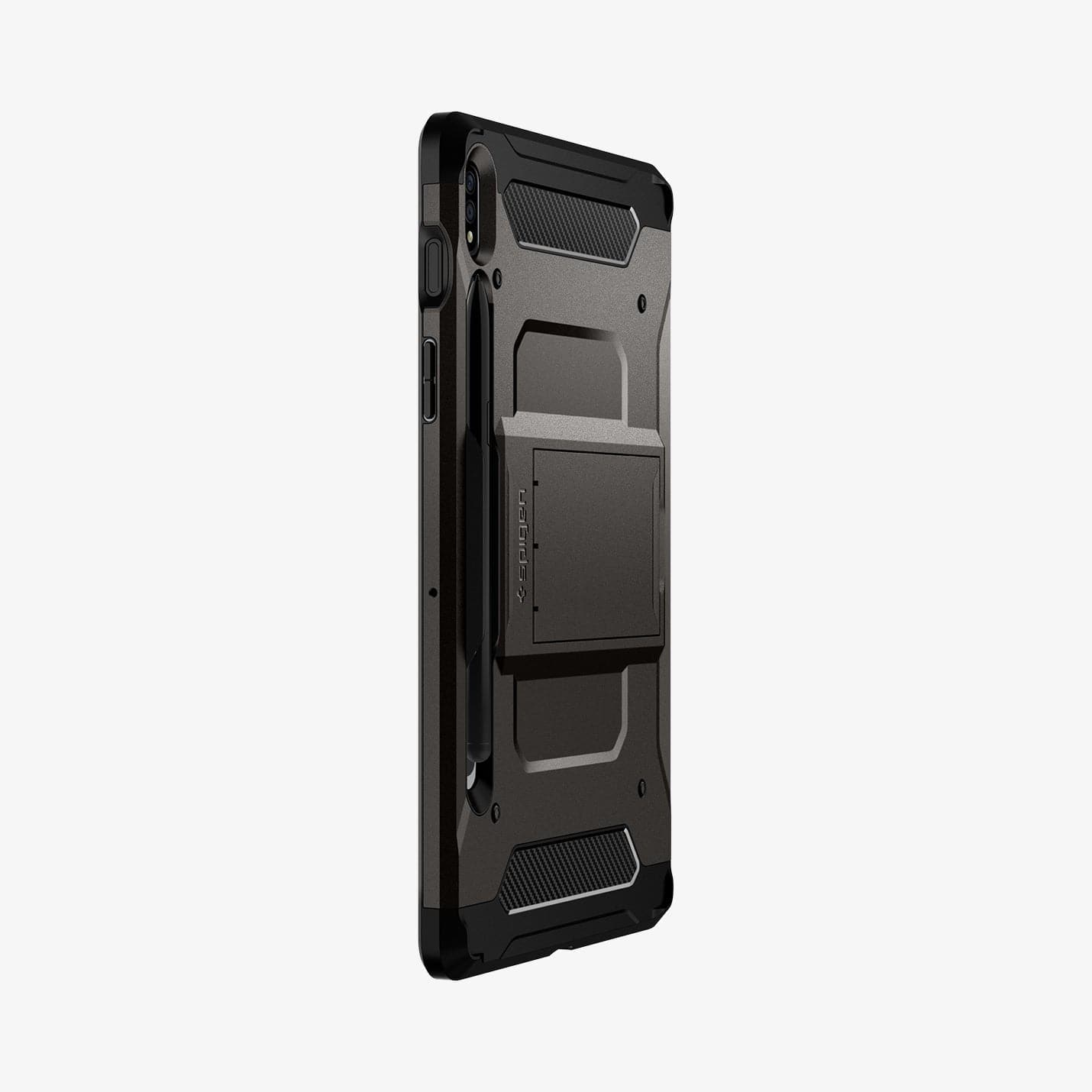 ACS01605 - Galaxy Tab S8 Case Tough Armor Pro in gunmetal showing the back and side