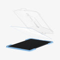 AGL04226 - Galaxy Tab S8 Ultra Screen Protector EZ Fit GLAS.tR showing the ez fit tray and screen protector being installed onto device