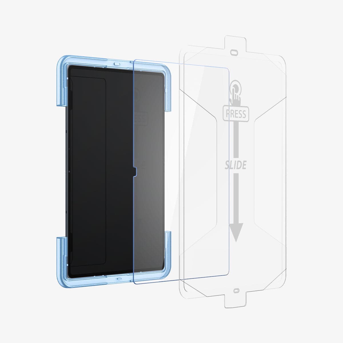 AGL04226 - Galaxy Tab S8 Ultra Screen Protector EZ Fit GLAS.tR showing the device, screen protector and ez fit tray